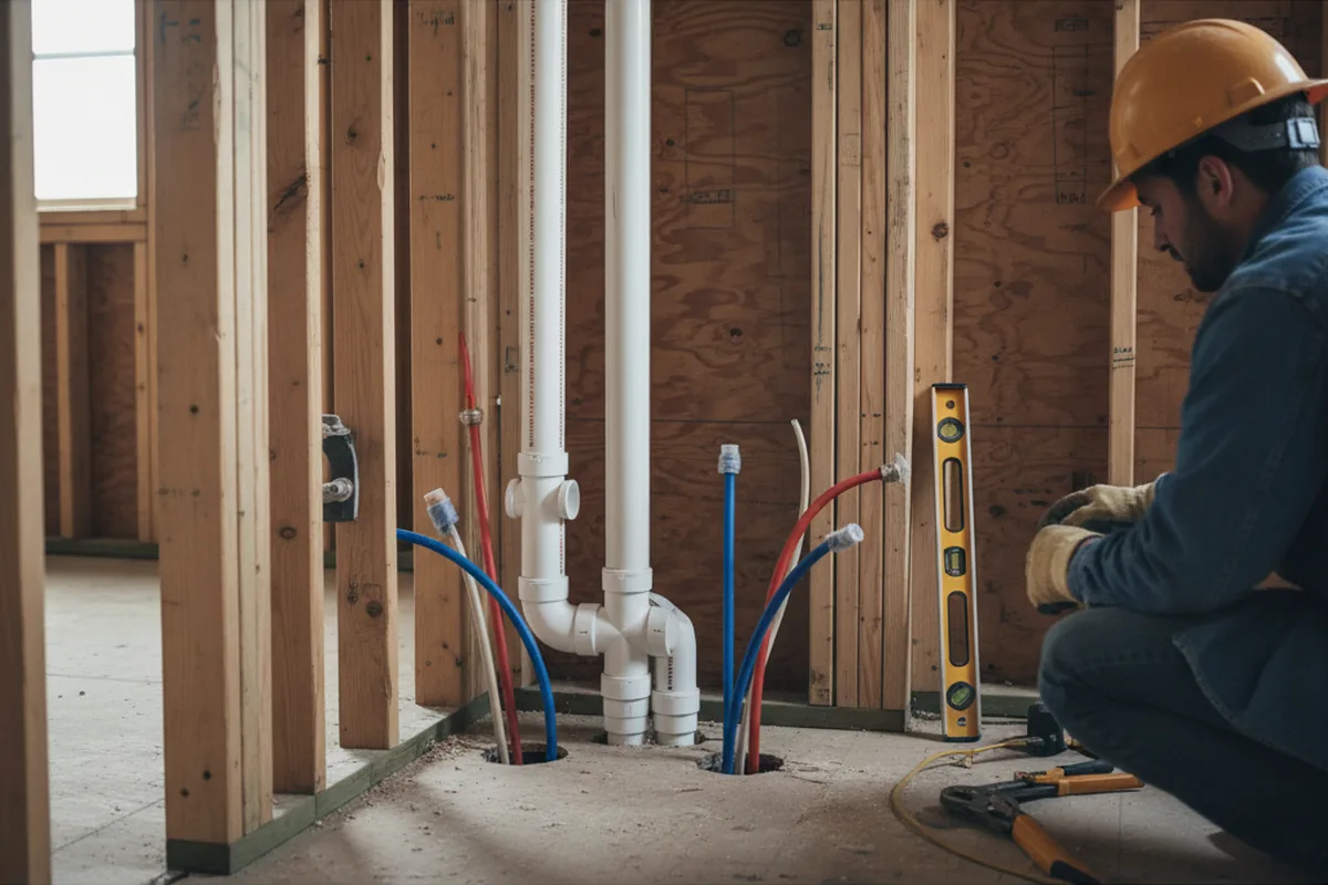 Drain and supply rough-in during Drain Cleaning in Moodus